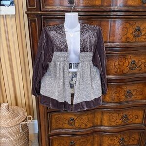 Purple and Gray Open Front Jacket